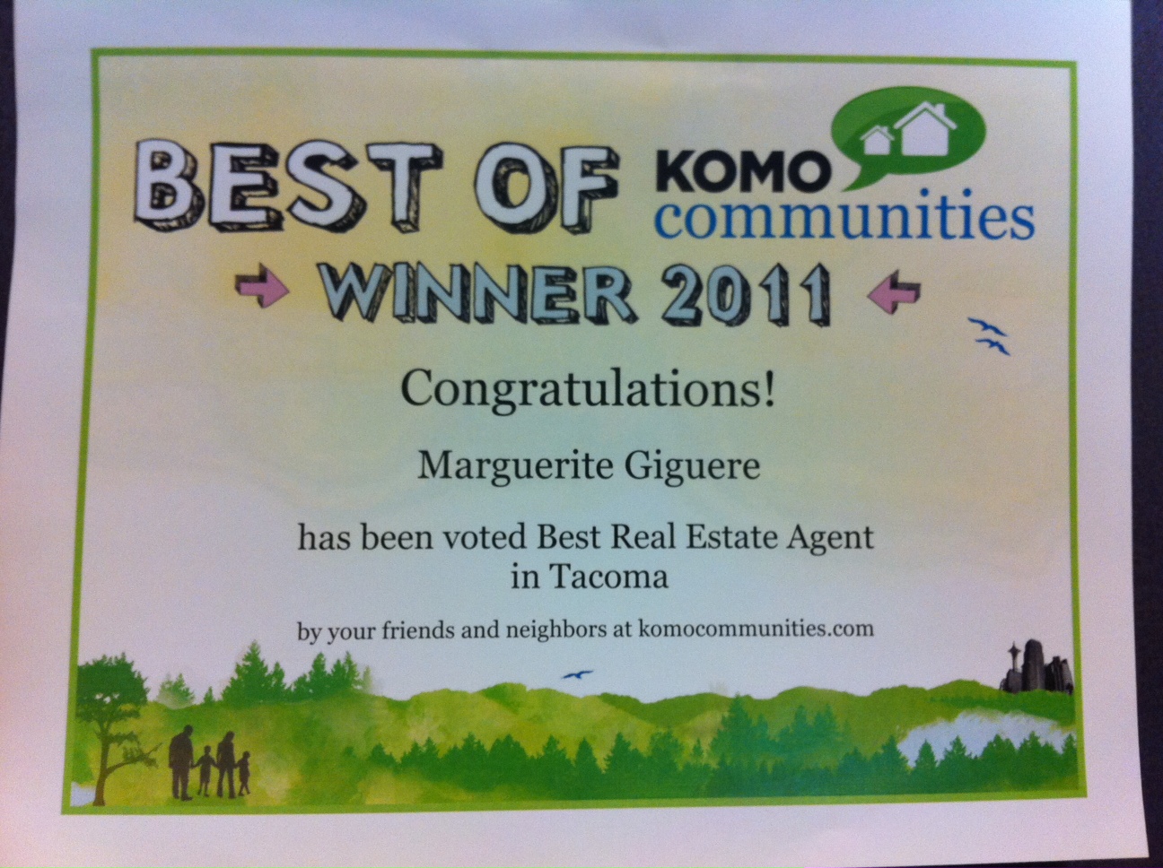Thank You For Voting Me “Best Real Estate Agent” in Tacoma!